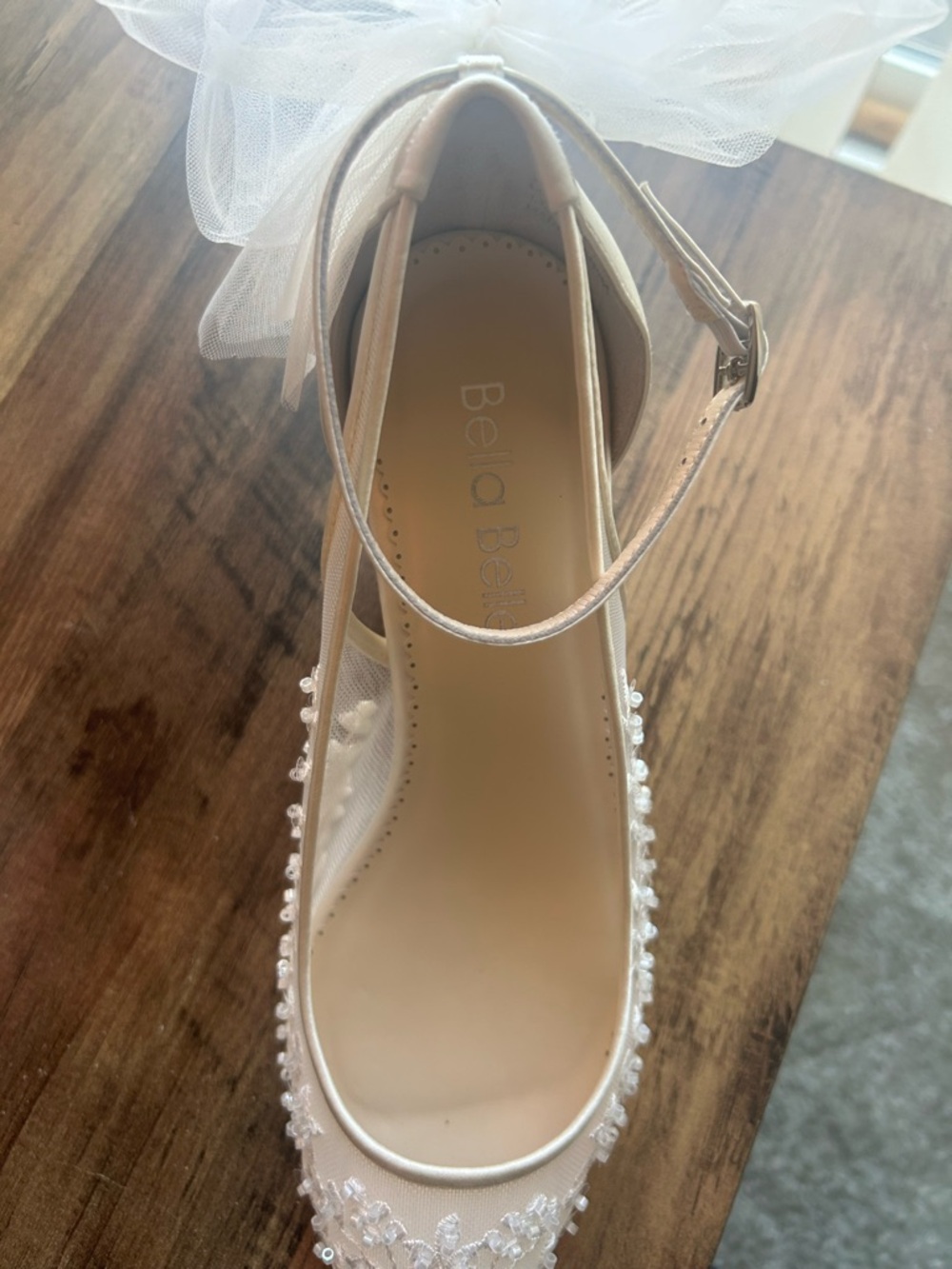 Bella Belle Bridal Ivory Lace Heel Pumps w/ Removable Ankle Strap (Easton style) - Picture 5 of 8